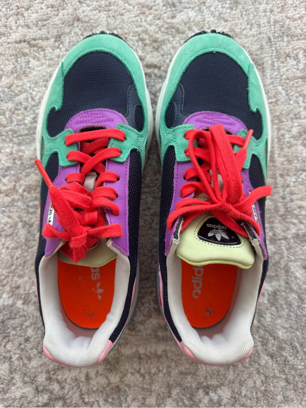 adidas Multicolor Retro Runner — Navy, Neon Green, Coral & Purple